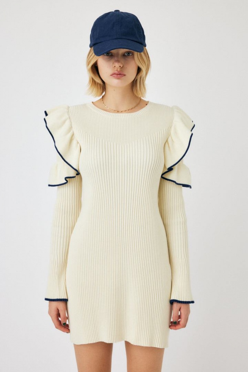 Dámské Šaty Moussy Color Line Knit Mini Bílé | JNY5751AE