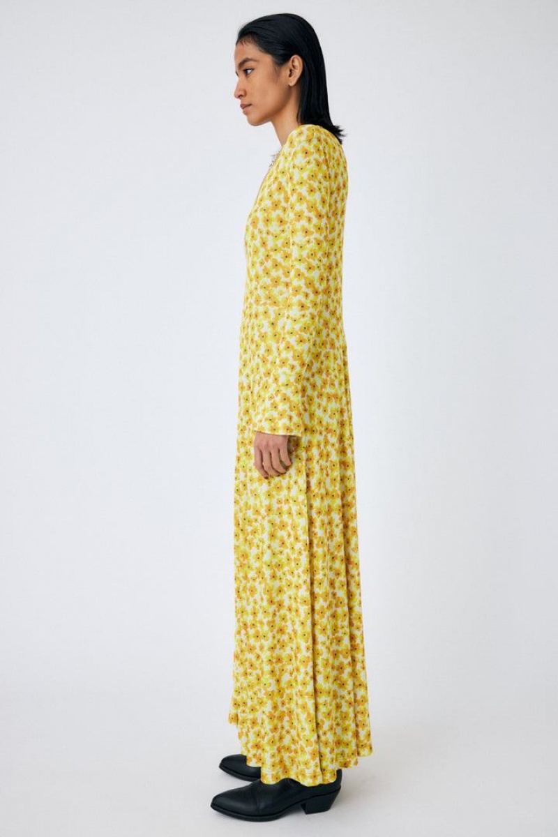 Dámské Šaty Moussy Floral Print Maxi Žluté | PBK2564YP