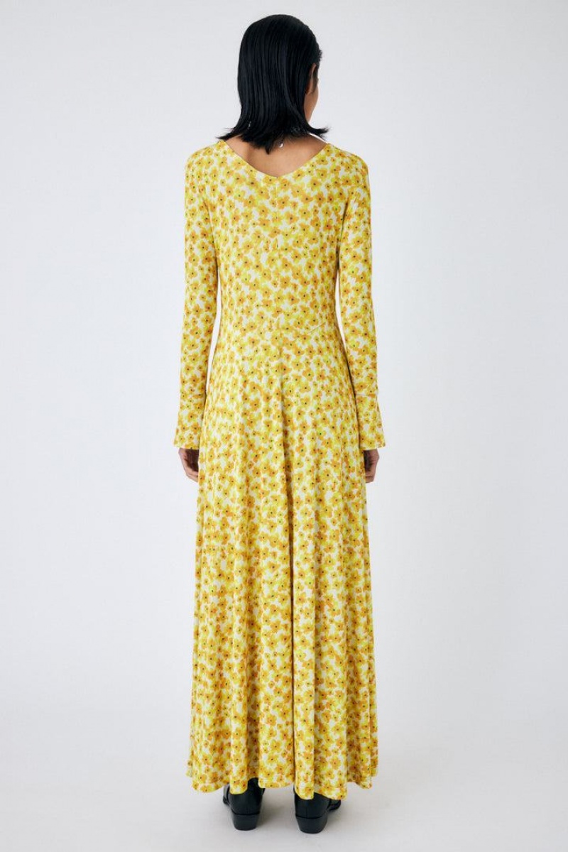 Dámské Šaty Moussy Floral Print Maxi Žluté | PBK2564YP