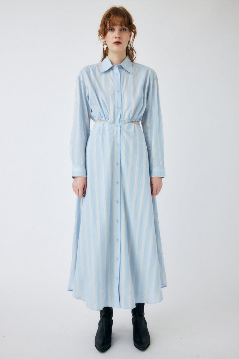 Dámské Šaty Moussy Gather Pasem Stiped Blankyt | TOD1821IE