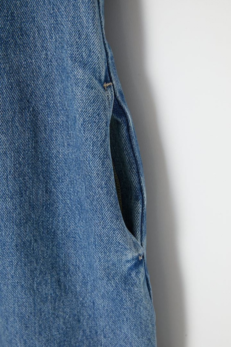 Dámské Šaty Moussy Gather Sleeve Denim Mini Světle Blankyt | CAF1577TL