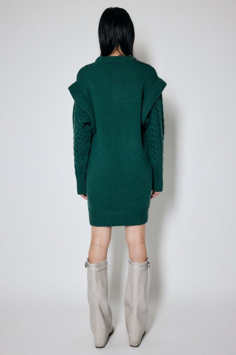 Dámské Šaty Moussy Layered Sleeve Mini Zelene | QRR1688DP