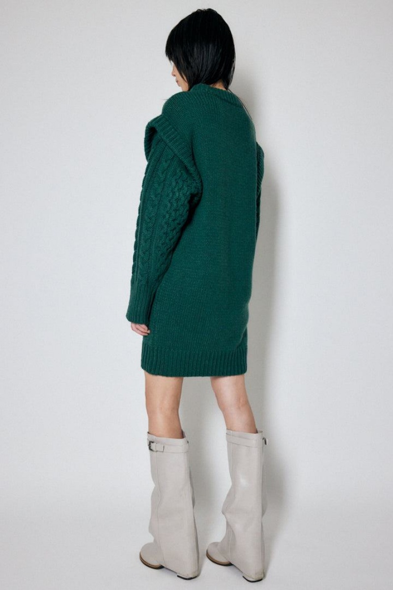 Dámské Šaty Moussy Layered Sleeve Mini Zelene | QRR1688DP