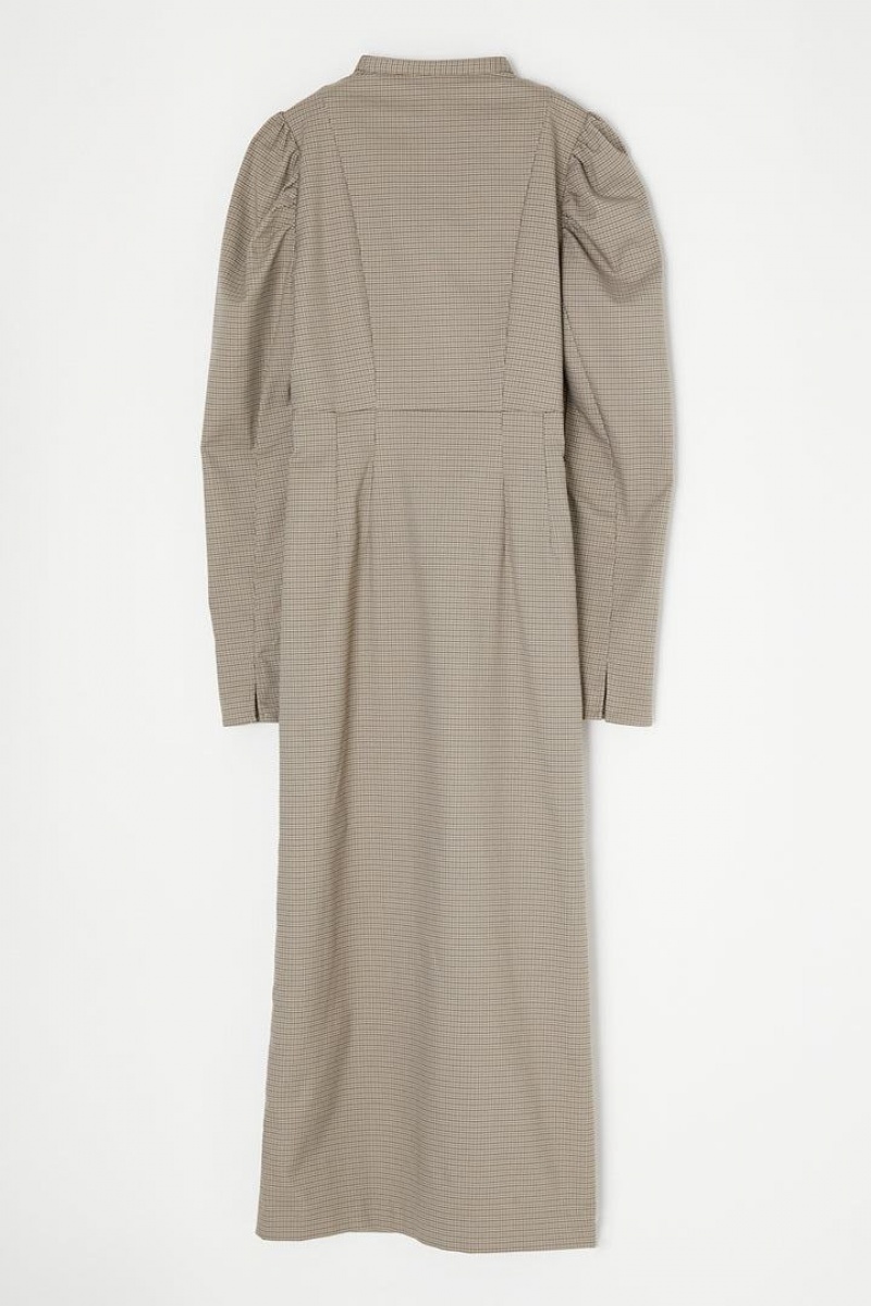 Dámské Šaty Moussy Neck Tie Puff Hnědé | UYI3224XO