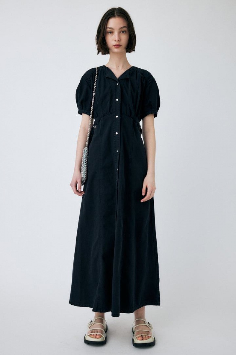 Dámské Šaty Moussy Puff Sleeve Denim Černé | NEE4953PQ