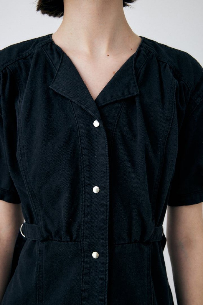 Dámské Šaty Moussy Puff Sleeve Denim Černé | NEE4953PQ