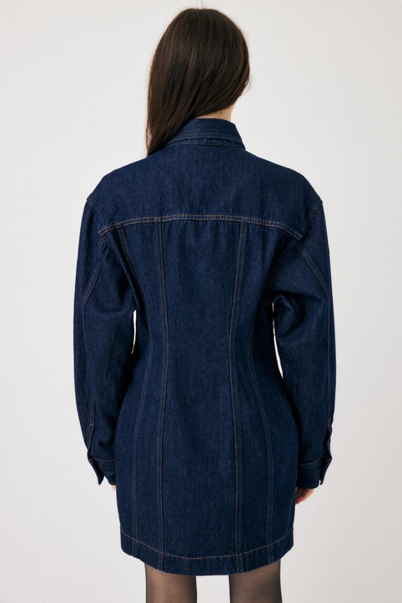 Dámské Šaty Moussy Tuck Pasem Denim Mini Tmavě Blankyt | UTF2217OM