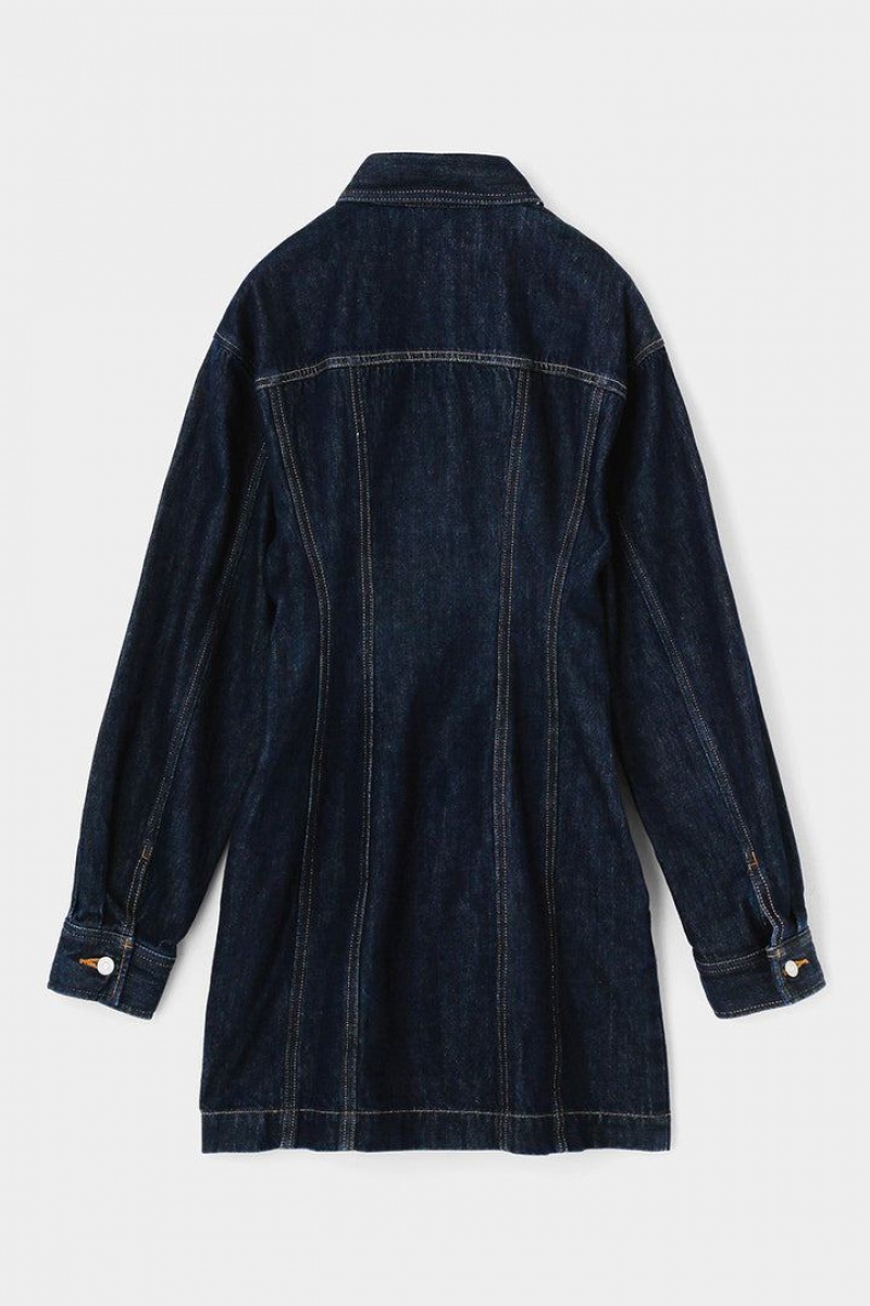 Dámské Šaty Moussy Tuck Pasem Denim Mini Tmavě Blankyt | UTF2217OM