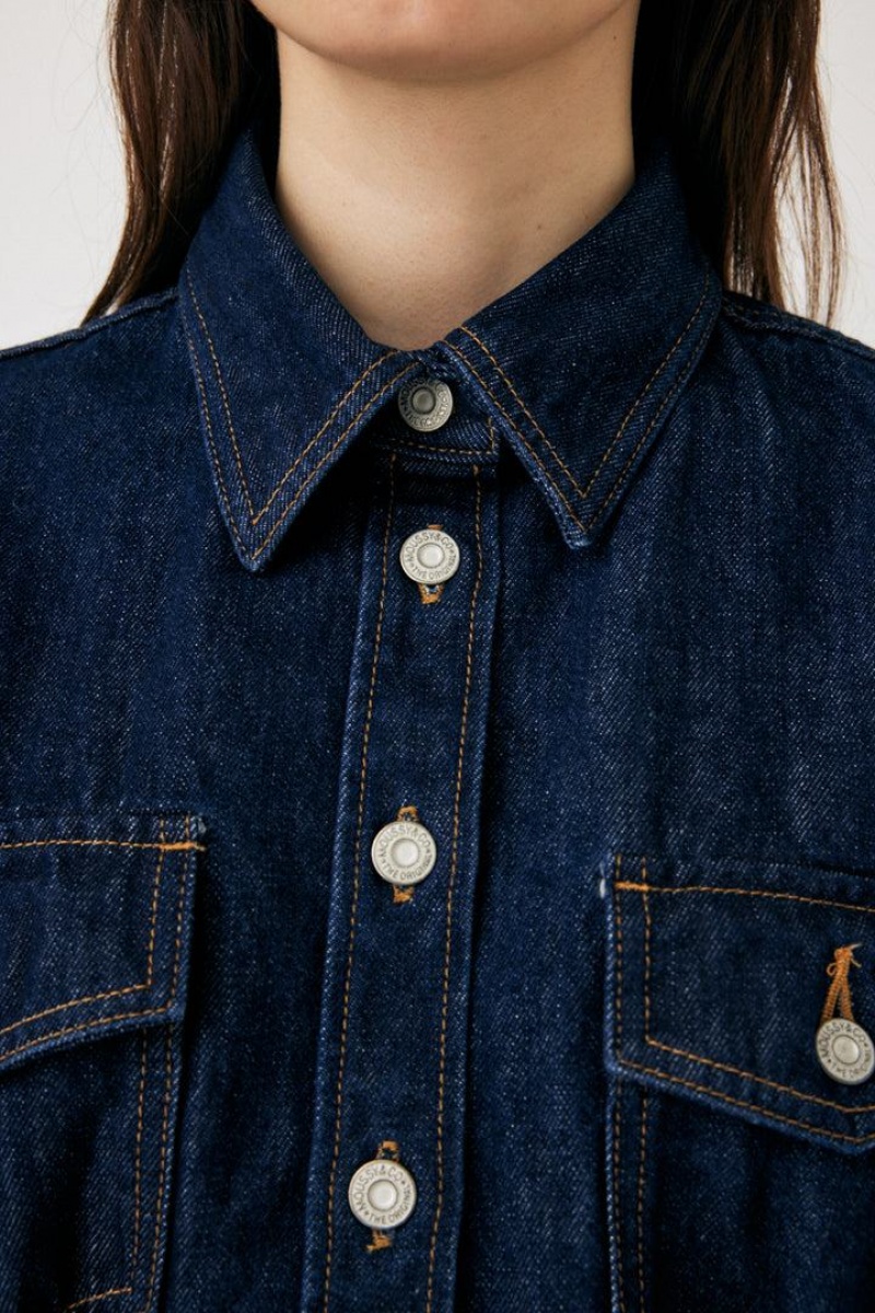 Dámské Šaty Moussy Tuck Pasem Denim Mini Tmavě Blankyt | UTF2217OM