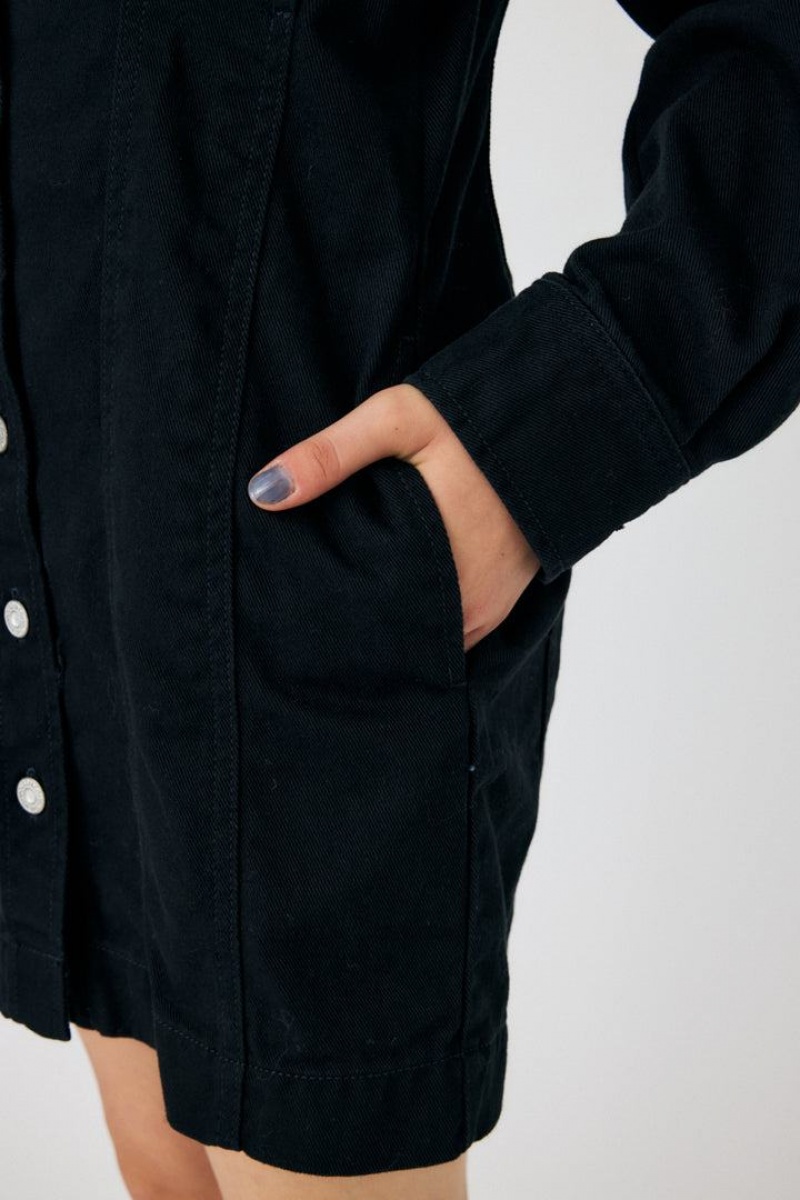 Dámské Šaty Moussy Tuck Pasem Denim Mini Černé | FXG497TD